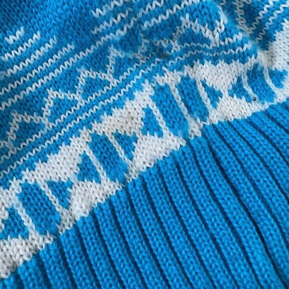 Kazlin Ski Blue Knit Sweater Size Large Wool Blend Colorful Style Winter - Picture 11 of 12